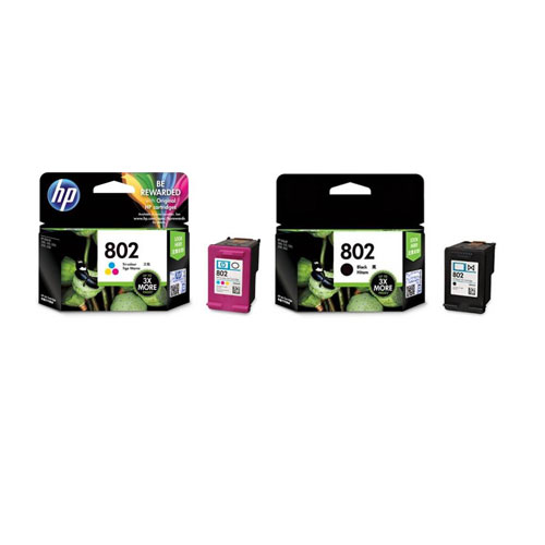 HP 802 Black and Tricolor Ink Cartridge Multi Color Ink Cartridge